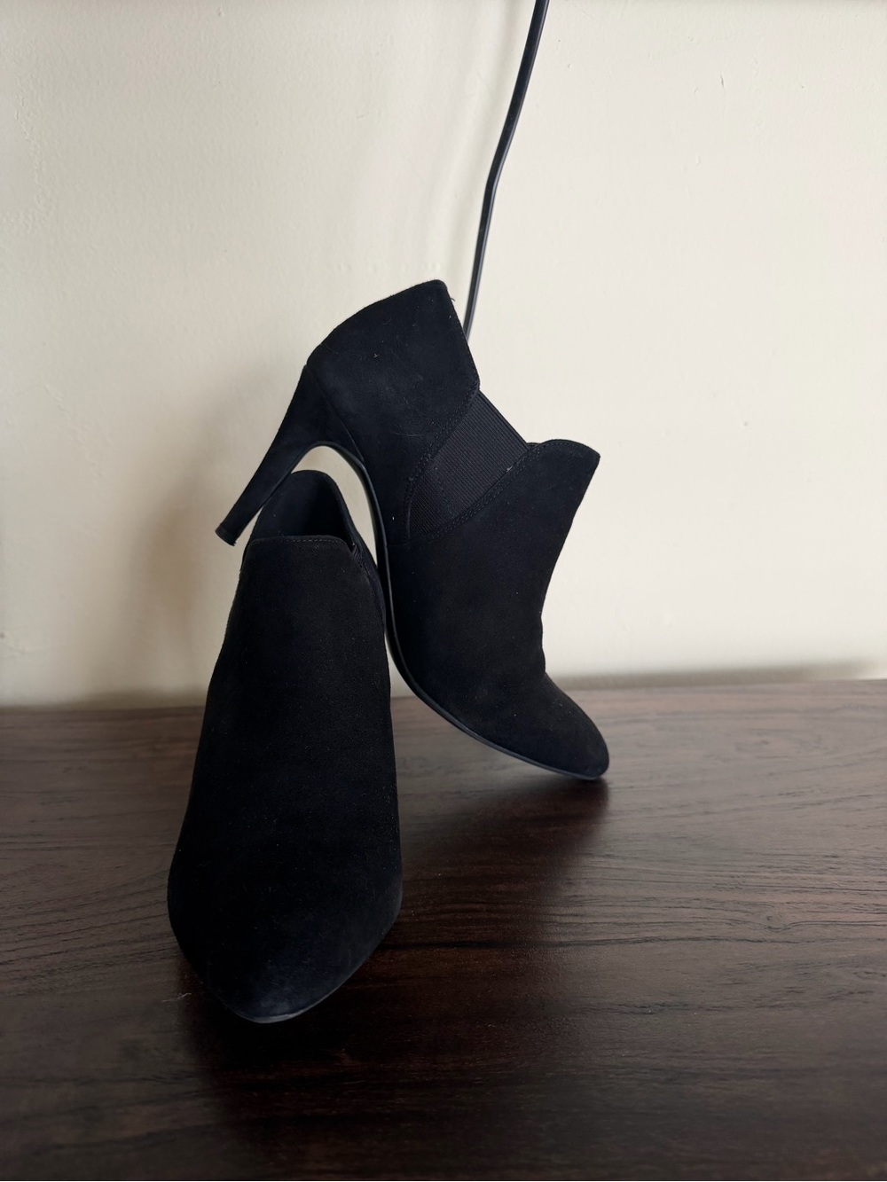 Audrey Brooke Women’s Black Suede High-Heel Ankle Booties